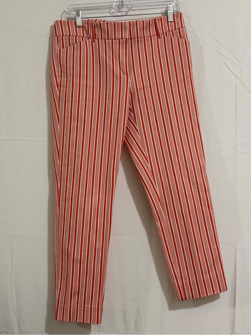 New York & Company Coral and White Striped Women's Dress Pants